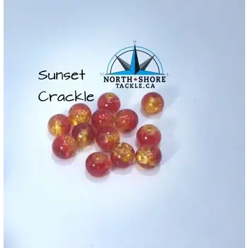 North Shore Tackle Glass Beads 8mm Crackle Sunset