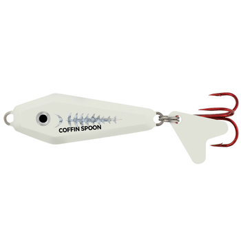 Northland Buck-Shot Coffin Spoon. 3/16oz Super Glo Exo White
