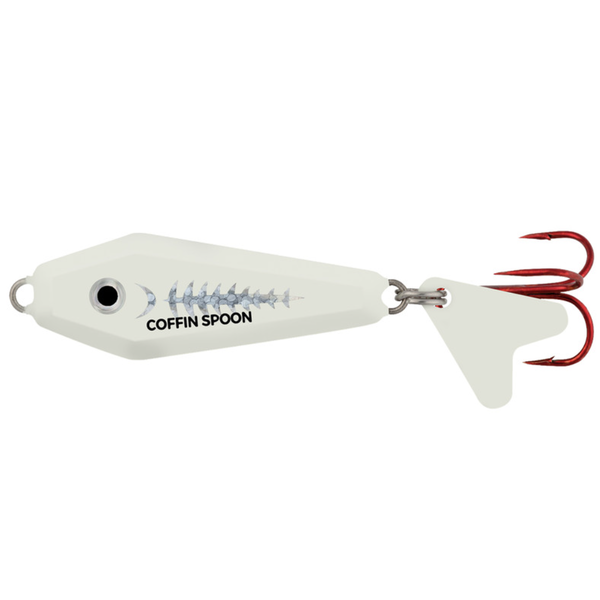 Northland Buck-Shot Coffin Spoon. 3/16oz Super Glo Exo White