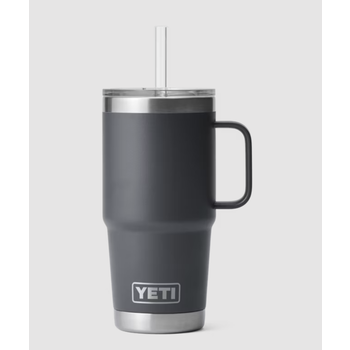 Yeti Rambler 739mL Straw Mug w/Straw Lid. Charcoal