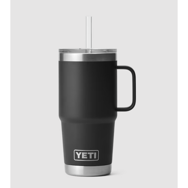 Yeti Rambler 739mL Straw Mug w/Straw Lid. Black