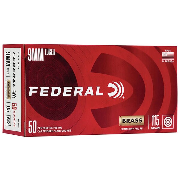 Federal Federal Champion 115gr 9MM Brass Case of 1000