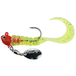 Johnson Crappie Buster Spin'R Grub 1/16oz Fluorescent Red/Chartreuse Sparkle