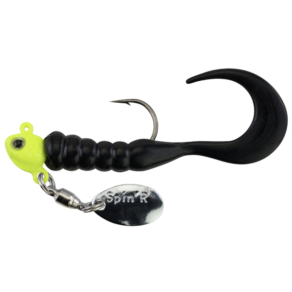 Crappie Buster Spin'R Grub 1/16oz Chartreuse Black