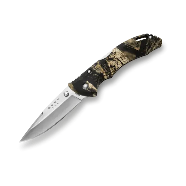Buck 285 Bantam BLW Folding 3-1/8" Plain Satin Blade, Mossy Oak Country Camo Handles - 10610