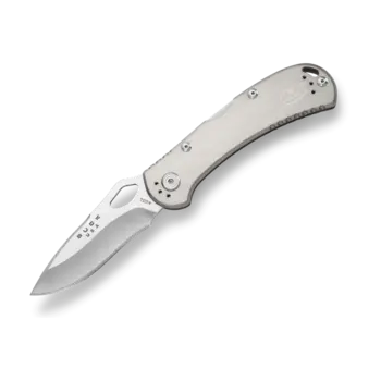 Buck 722 SpitFire Folding Knife 3.25" Satin Plain Blade, Gray Anodized Aluminum Handles - 7449