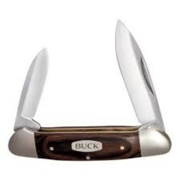 Buck 389 Canoe Two Blade Pocket Knife 3-5/8" Closed, Woodgrain Handles - 3139