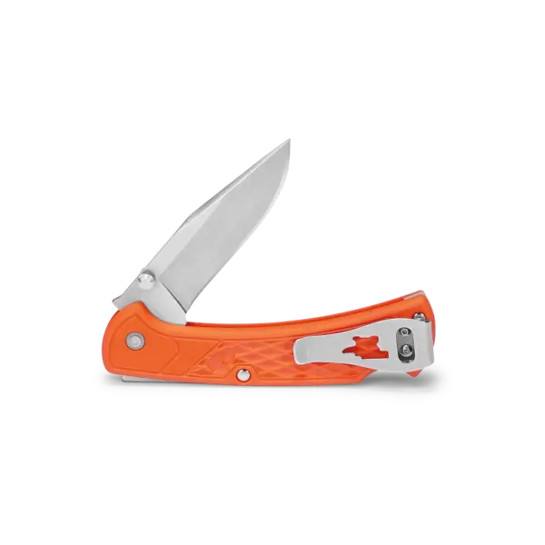 Buck 112 Slim Ranger Select Folding Knife 3" Plain Blade, Orange GFN Handles, Deep Carry Pocket Clip - 12024