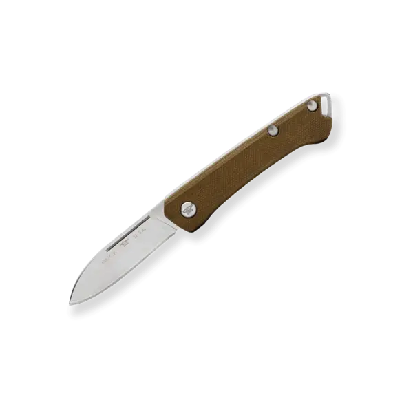 Buck 250 Saunter Drop Point Knife, 2-3/4" Blade Green Canvas Micarta Handle - 13478