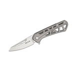 Buck 813 Mini Trace Ops Liner Lock Flipper Knife 2.43" Stonewashed Reverse Tanto Blade, Skeletonized Gray Aluminum Handles - 13760