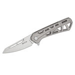 Buck 811 Trace Ops Liner Lock Flipper Knife 3.23" Stonewashed Reverse Tanto Blade, Skeletonized Gray Aluminum Handles - 13748