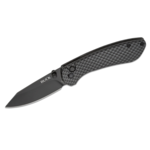 Buck 743 Mini Sovereign Button Lock Folding Knife 2.625" Black TiNi Modified Clip Point Blade, Carbon Fiber Handles - 13808