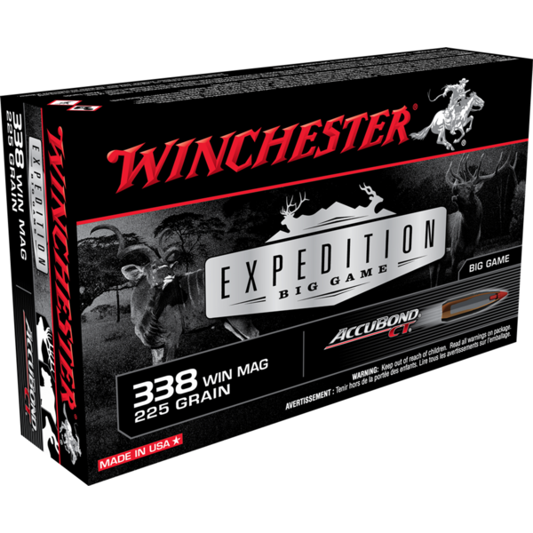 Winchester Win Ammo S338CT Expedition Big Game 338 Win Mag 225 gr Winchester AccuBond CT 20 Per Box 10 Cs