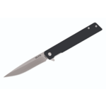 Buck 256 Decatur Ball Bearing Flipper Knife 3.5" Drop Point Plain Blade, Black G10 Handles (0256BKS) - 13058