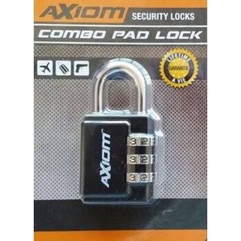 Axiom 30 MM 3 Dial Hard Shackle Luggage Lock, Black