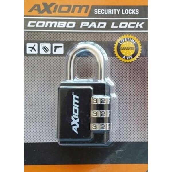 30 MM 3 Dial Hard Shackle Luggage Lock, Black