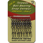 Torpedo Premium Ball Bearing Snap Swivel Size 2 120lb. 10-pk