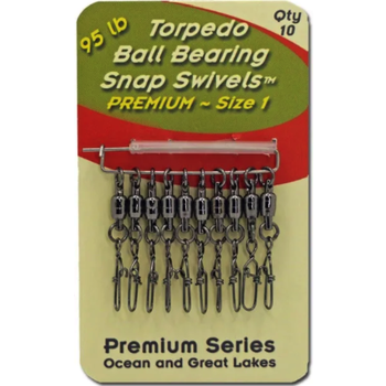 Torpedo Premium Ball Bearing Snap Swivel Size 1 95lb. 10-pk