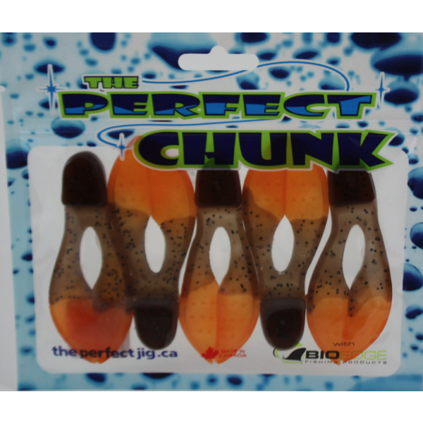 The Perfect Jig The Perfect Jig Chunk Trailer. 3.25” Green Pumpkin Copper Orange Tips
