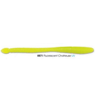 Luhr Jensen Steelhead SpadeTail Worm 4.5" UV Flo Chartreuse 12-pk