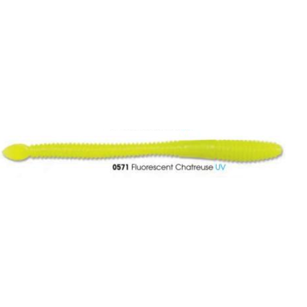 Luhr Jensen Steelhead SpadeTail Worm 4.5" UV Flo Chartreuse 12-pk