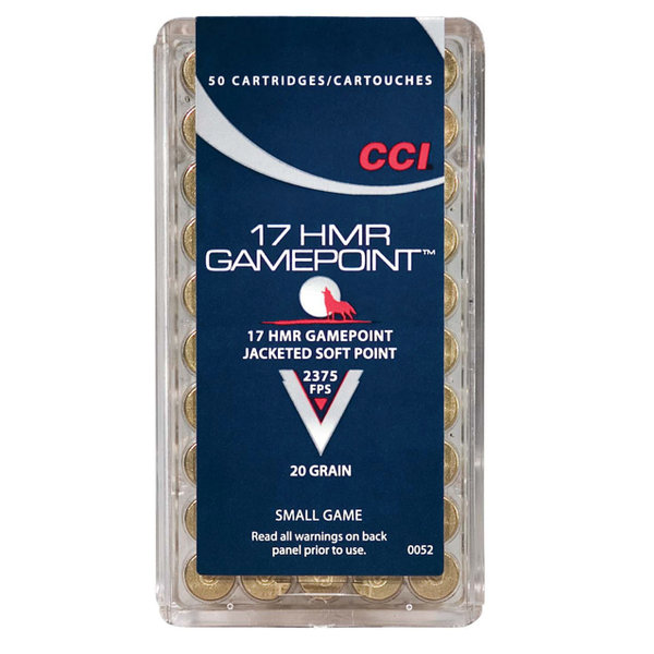CCI 17 HMR Gamepoint Jacketed Soft Point 20gr 2375fps