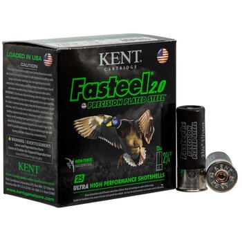 Kent Fasteel 2.0 Precision Plated Steel Waterfowl Ammo, 12ga 2-3/4" 1-1/16oz #3 Shot 1550fps 25rds