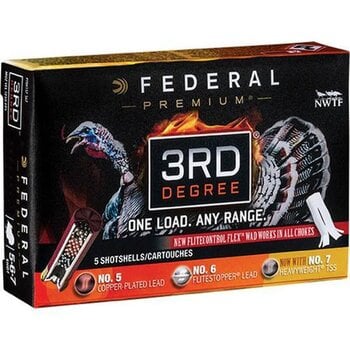 Federal 3rd Degree 12 Gauge Ammunition 5 Rounds 3" #5/6/7 Mixed Pellet Three Stage Payload 1-3/4 Ounce 1250fps