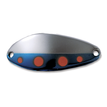 Acme Little Cleo Spoon 3/4oz Orange Dot Blue Nickel