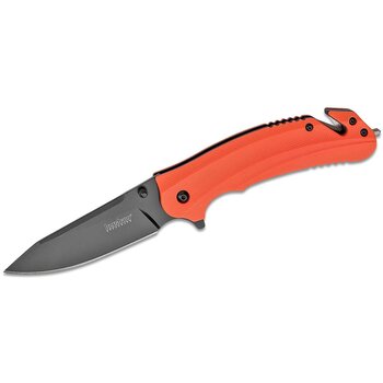 Kershaw 8650 Barricade 3.50 Folding Drop Point Plain Black Oxide 8Cr13MoV SS Blade Orange GlassFilled Nylon Handle Features Glass Breaker Includes Pocket Clip