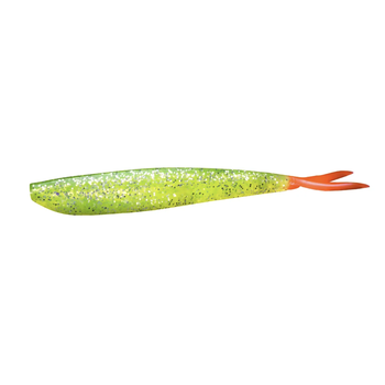 Lunker City Fin-S-Fish Chartreuse Flake Firetail 4" 8-pk