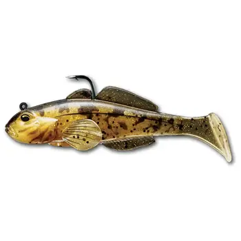 Live Target Goby Paddle Tail. 3/4oz Natural Gold 3-5/8" 3-pk