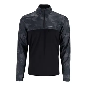 Simms M's Solarflex Wind Half Zip Shirt Black Regiment Camo Carbon Medium - Reg. $149.99
