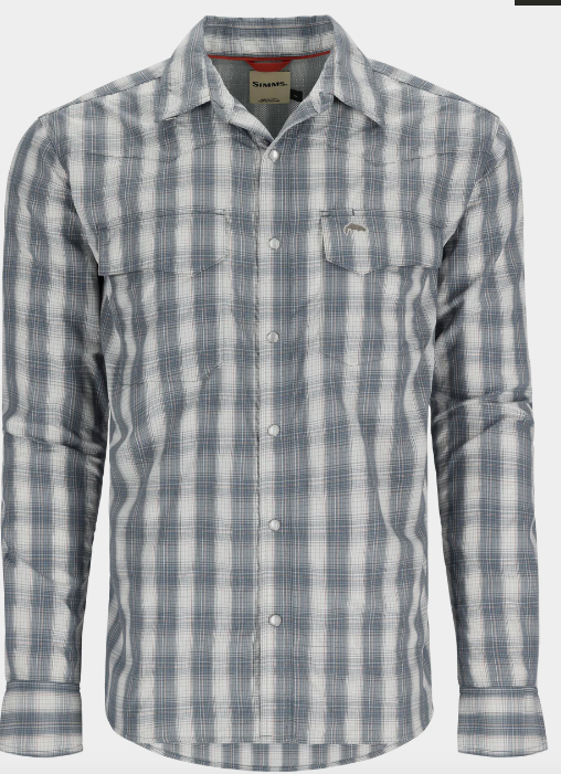 Simms Big Sky Shirt - Men's Storm/Simms Orange Plaid, M