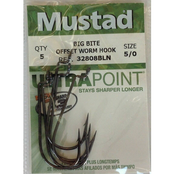 Mustad Big Bite Offset Worm Hook 5/0 5-pk