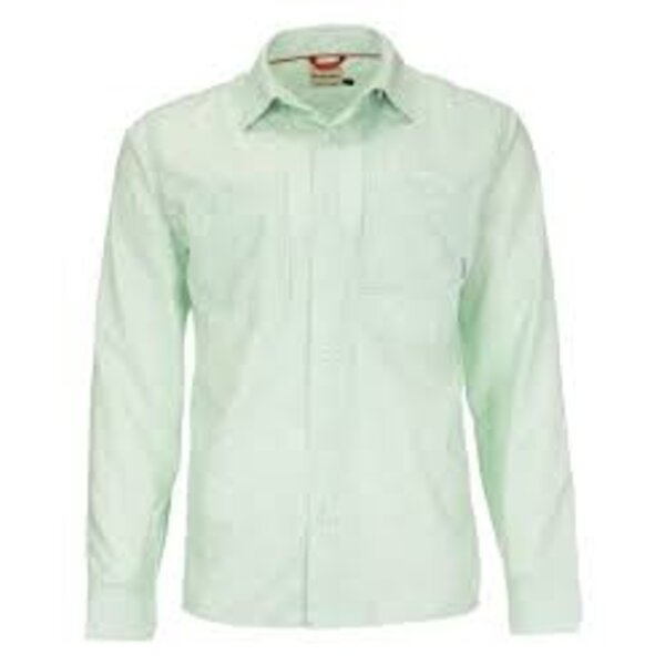 Simms Double Haul LS Fishing Shirt Light Green Texture Wave Medium - Reg. $79.99