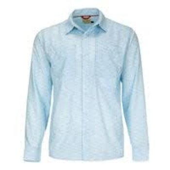 Simms Double Haul LS Fishing Shirt Sky Texture Wave Medium - Reg. $79.99