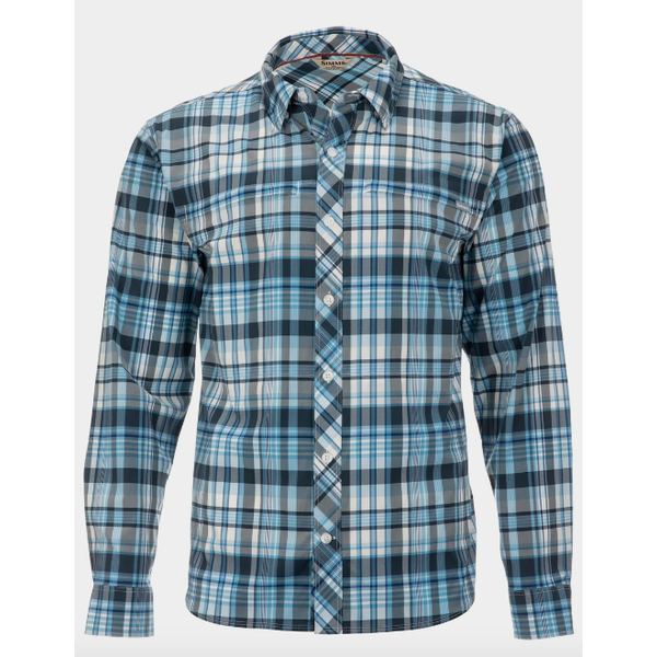 Simms Men's Stone Cold LS Shirt Nightfall Madras Plaid Medium - Reg. $99.99