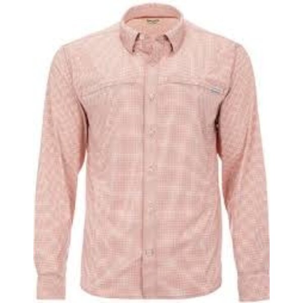 Simms Men's Stone Cold LS Shirt Smoked Salmon Morada Plaid Medium - Reg. $99.99