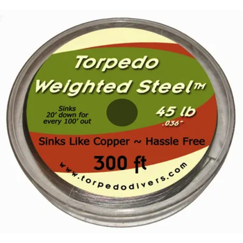 Torpedo Weighted Steel Trolling Wire. 45lb 300 Feet
