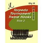 Torpedo Tournament Treble Hooks. Size 2 10-pk