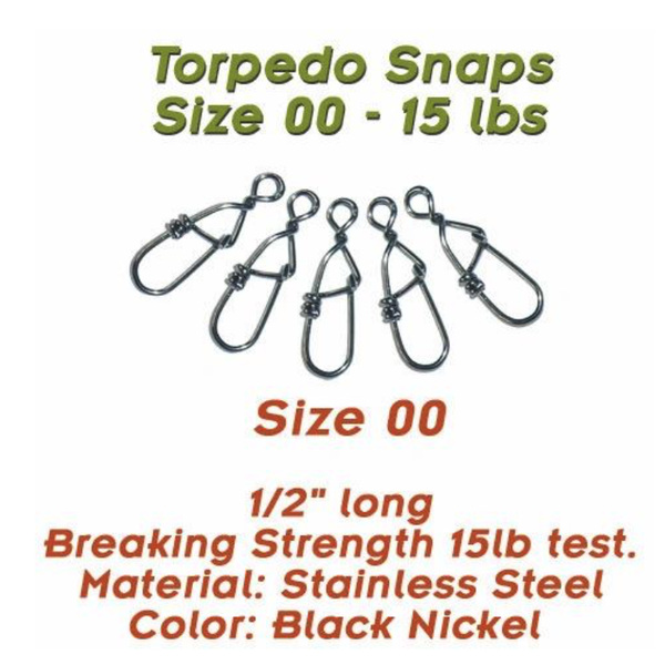Torpedo Diver Snaps Size 00 15lb 20-pk