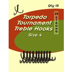 Torpedo Tournament Treble Hooks. Size 4 10-pk