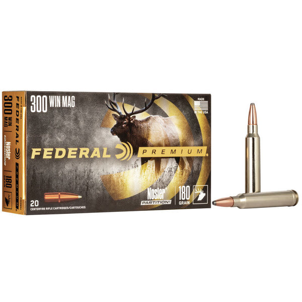 Federal Federal Premium Vital-Shok Rifle Ammunition P300WD2, 300 Winchester Mag, Nosler Partition, 180 GR, 2960 fps, 20 Rd/bx