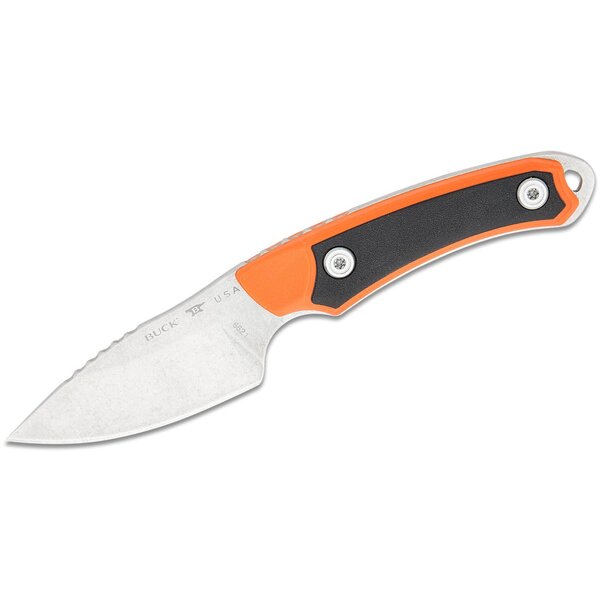 Buck 0662ORS Alpha Scout Select Fixed Blade Knife 2.875" 420HC Stonewashed Drop Point, Gray GFN Handles with Versaflex Inserts, Polyester Sheath
