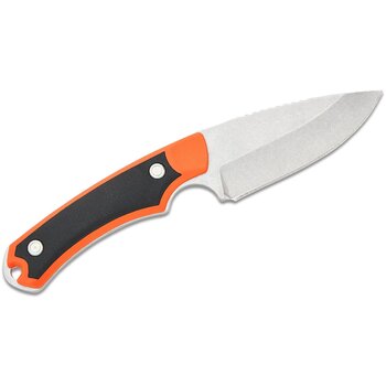 Buck Buck 0664ORS Alpha Hunter Select Fixed Blade Knife 3.625" 420HC Stonewashed Drop Point, Orange GFN Handles with Versaflex Inserts, Polyeester Sheath