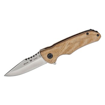 Buck Buck 0841TNS Sprint Pro Flipper Knife 3.125" S30V Stainless Steel Drop Point, Natural Canvas Micarta Handles - 13437