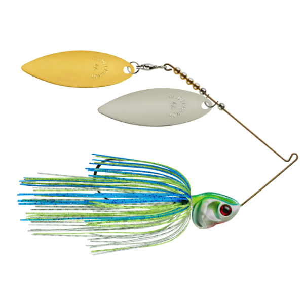 Booyah Covert Double Willow 1/2oz White Chart Blue. Gold Top Willow