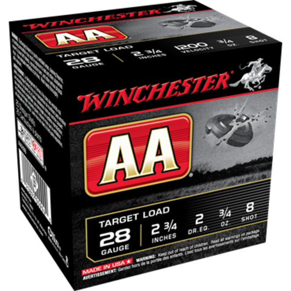 Winchester AA  28ga 2 3/4" 3/4oz #8 Shot Ammo 25 Rounds