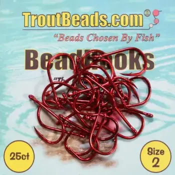 Troutbeads Bead Hooks Red Size #2 25/pk